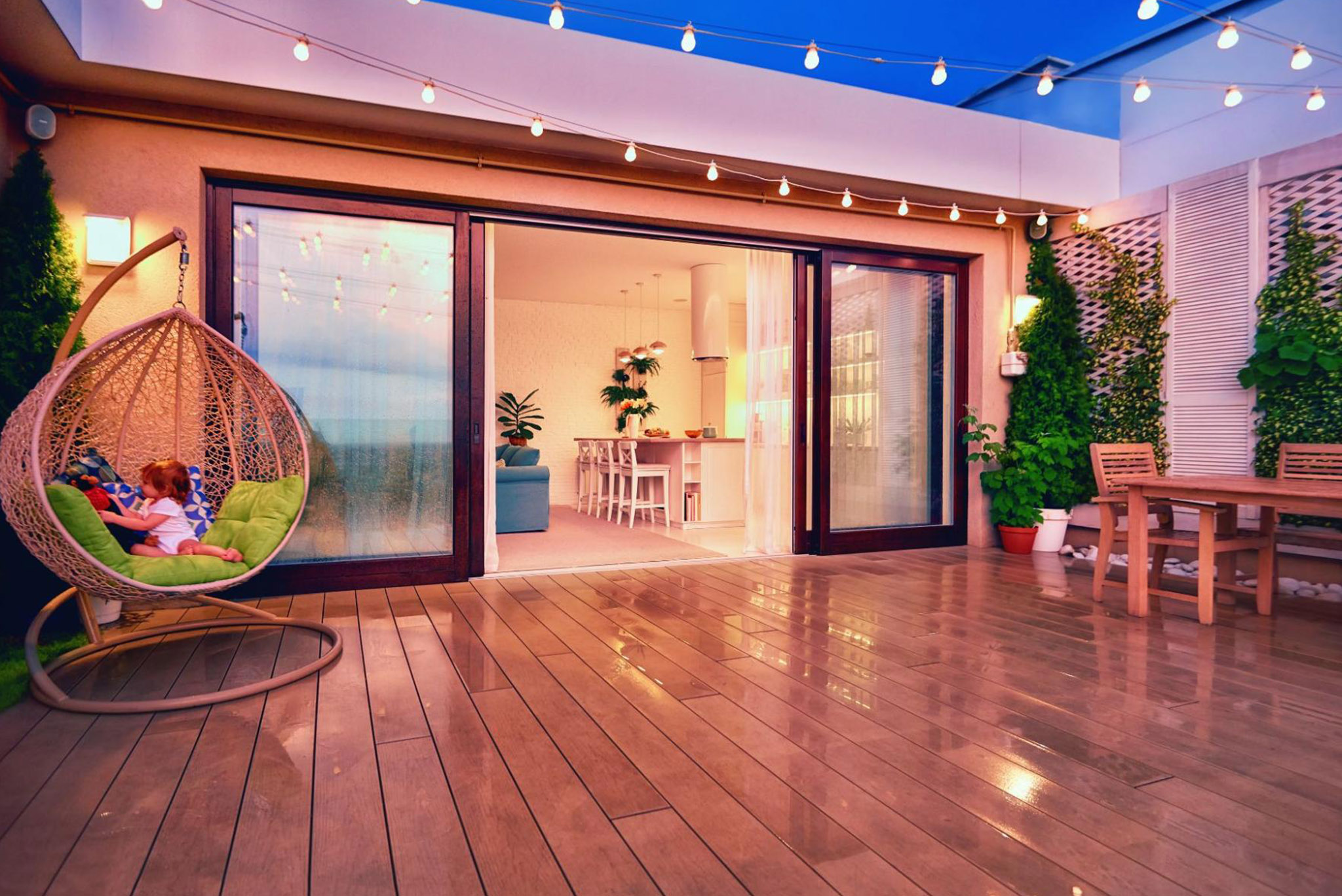 Large sliding patio doors of a luxury home 