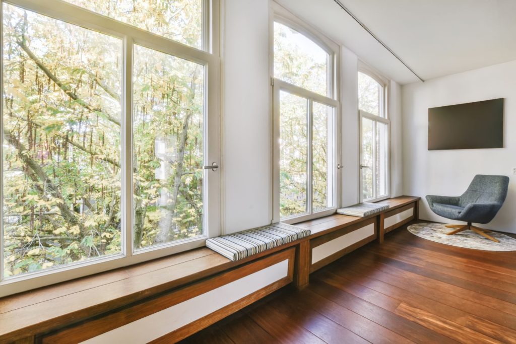 Glass windows overlooking trees