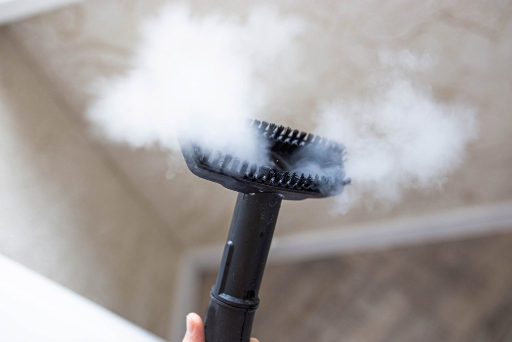 Person using a steam cleaner