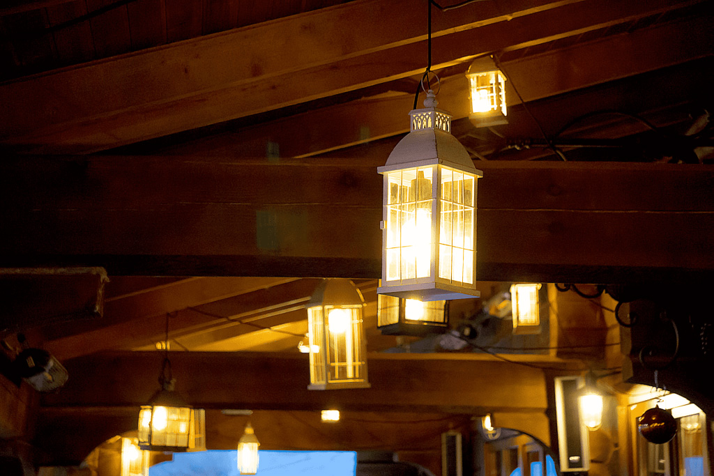 Lanterns hung on the front porch