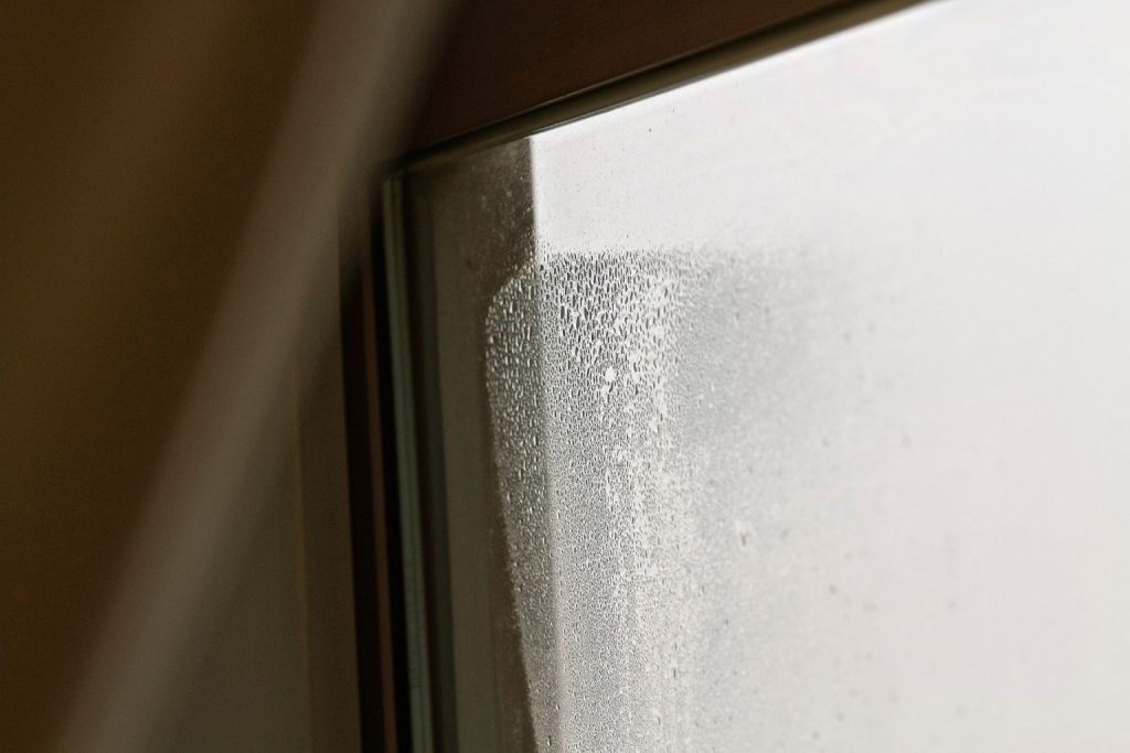 Condensation has formed on the inside of the window between the glass panes