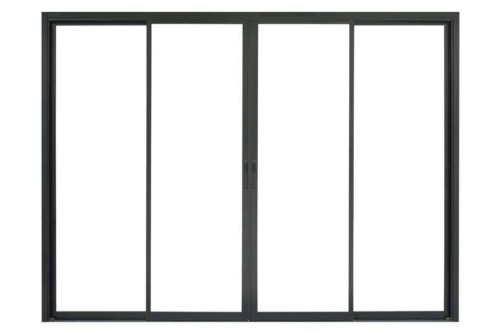 Metal door frame for sliding doors isolated on a white background
