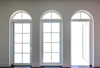 Three modern doors with half-moon door windows